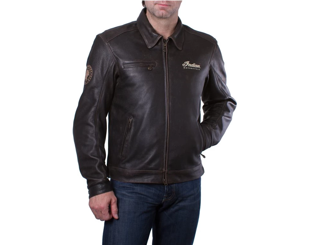 Men's Leather Classic Riding Jacket with Removable Lining, Dark